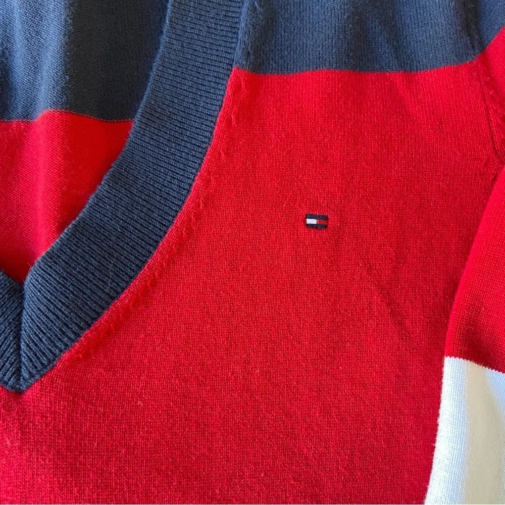 Tommy Hilfiger Womens Multicolor 100% Cotton V Neck‎ Pullover Sweater Size L
